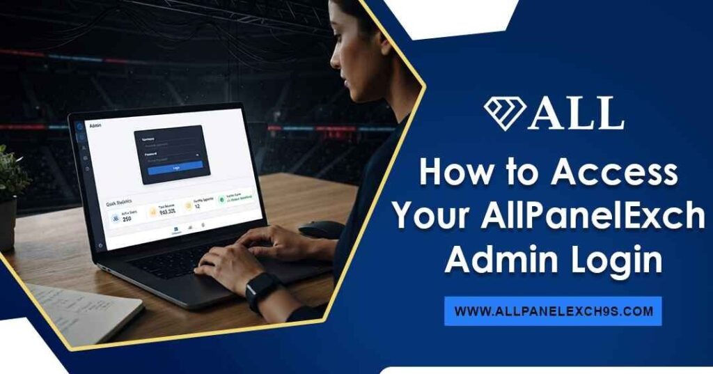 Structured platform diagram showing step-by-step secure access instructions for AllPanelExch admin login and user management.