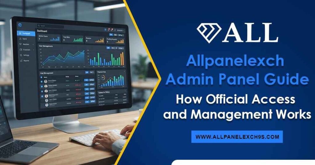 Allpanelexch admin panel guide diagram showing dashboard navigation, secure access security checks, and admin controls.