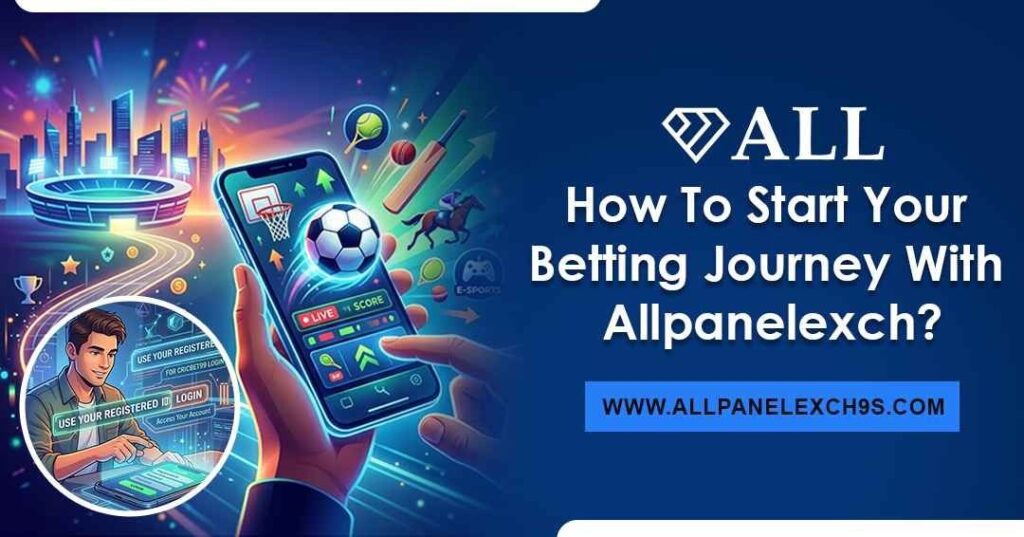 How to start your betting journey with Allpanelexch step-by-step diagram showing account registration, security checks, and mobile dashboard navigation.